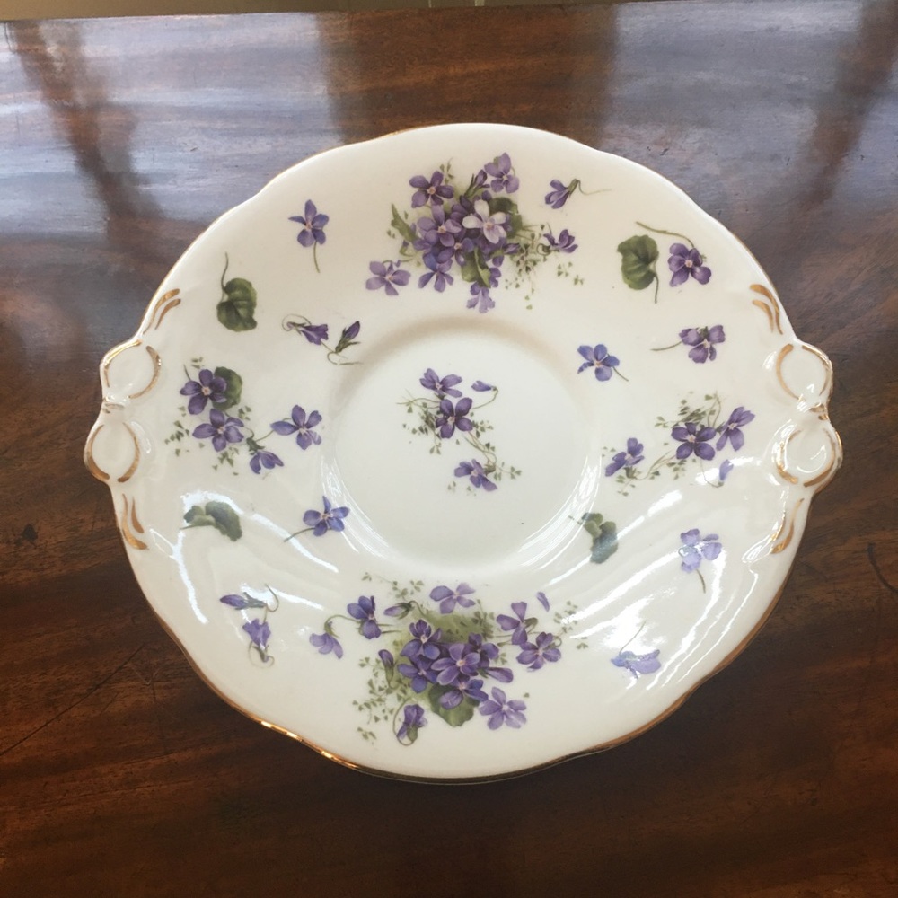 English fine bone china handled cake plate in Victorian Violets by Hammersley 2